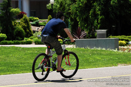 Picture of a cyclist on a bicycle path. Find more free pictures and wallpapers at www.FreePhotoCourse.com.  © 2011, FreePhotoCourse.com; all rights reserved.   