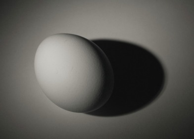 Picture of an egg casting a sharp shadow from a single, direct light source. © 2011, FreePhotoCourse.com, all rights reserved. 