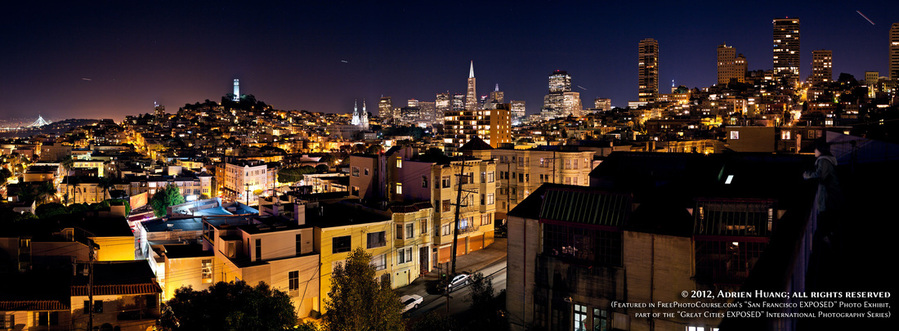 Long exposure nighttime picture of the City of Dreams - San Francisco. Part of FreePhotoCourse.com's 