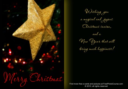 Thumbnail of Elegant Christmas e-card from FreePhotoCourse.com; (c) 2010, all rights reserved