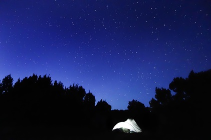 Long-exposure night picture camping under the stars at Capitol Reef National Park, Utah.  Featured in FreePhotoCourse.com's Contributor's Photo Gallery.  Photo Credit: Ted Ehrlich.  © 2013, all rights reserved.