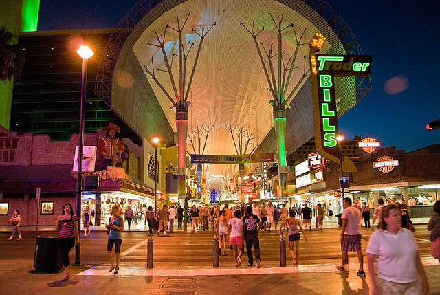 Colorful and crisp night picture of Fremont Street in Las Vegas.  Part of the Contributor's Gallery from FreePhotoCourse.com, featuring work by Jay Andrews for November 2012.  All rights reserved, © 2012