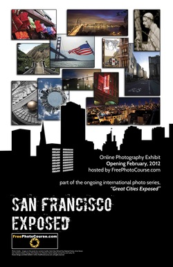 San Francisco EXPOSED poster commemorating a new online artistic photography exhibit, part of the 