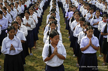 Picture of school children in Nepal at the Jhapa Buthanese refugee camp.  © 2004, Matthieu Alexandre; part of FreePhotoCourse.com's “Photographer Profiles” series; DO NOT COPY – IP Address recorded - all rights reserved.